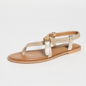 See by Chloe Nola Gold Braided Strap Thong Sandals - NWT